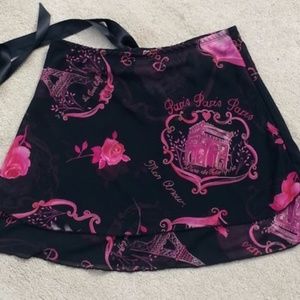 ONE pink & black PARIS A-line mini skirt/top Black Satin Ribbon Tie sz M